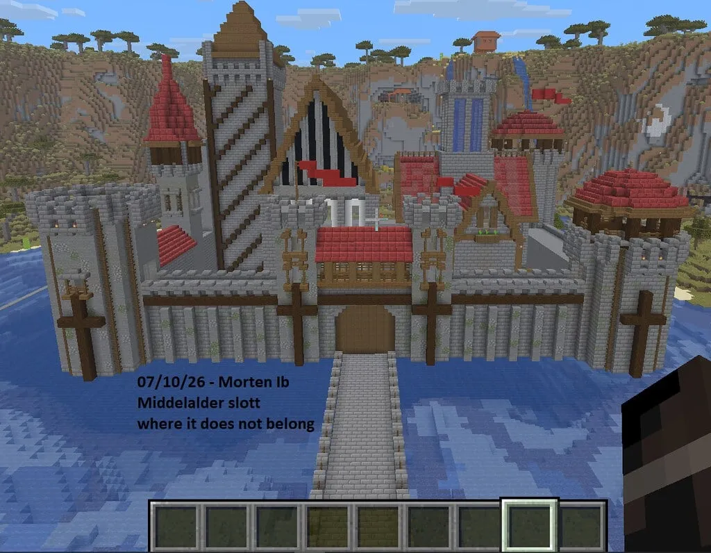 Middelalderslott bygget i Minecraft